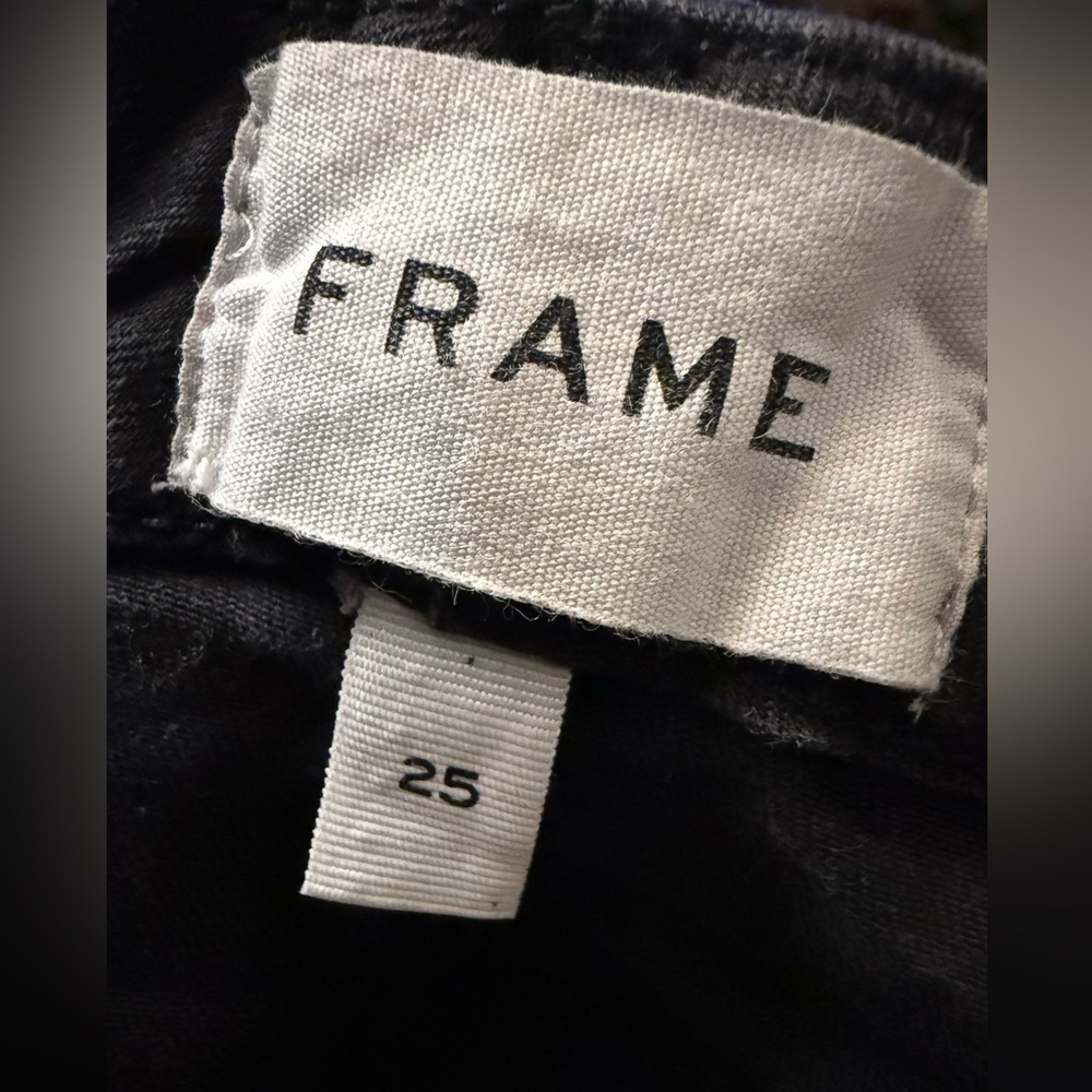 FRAME LE CROP MINI BOOT IN PEWTER MID RISE COATED DENIM JEANS SIZE 25 - Picture 8 of 11